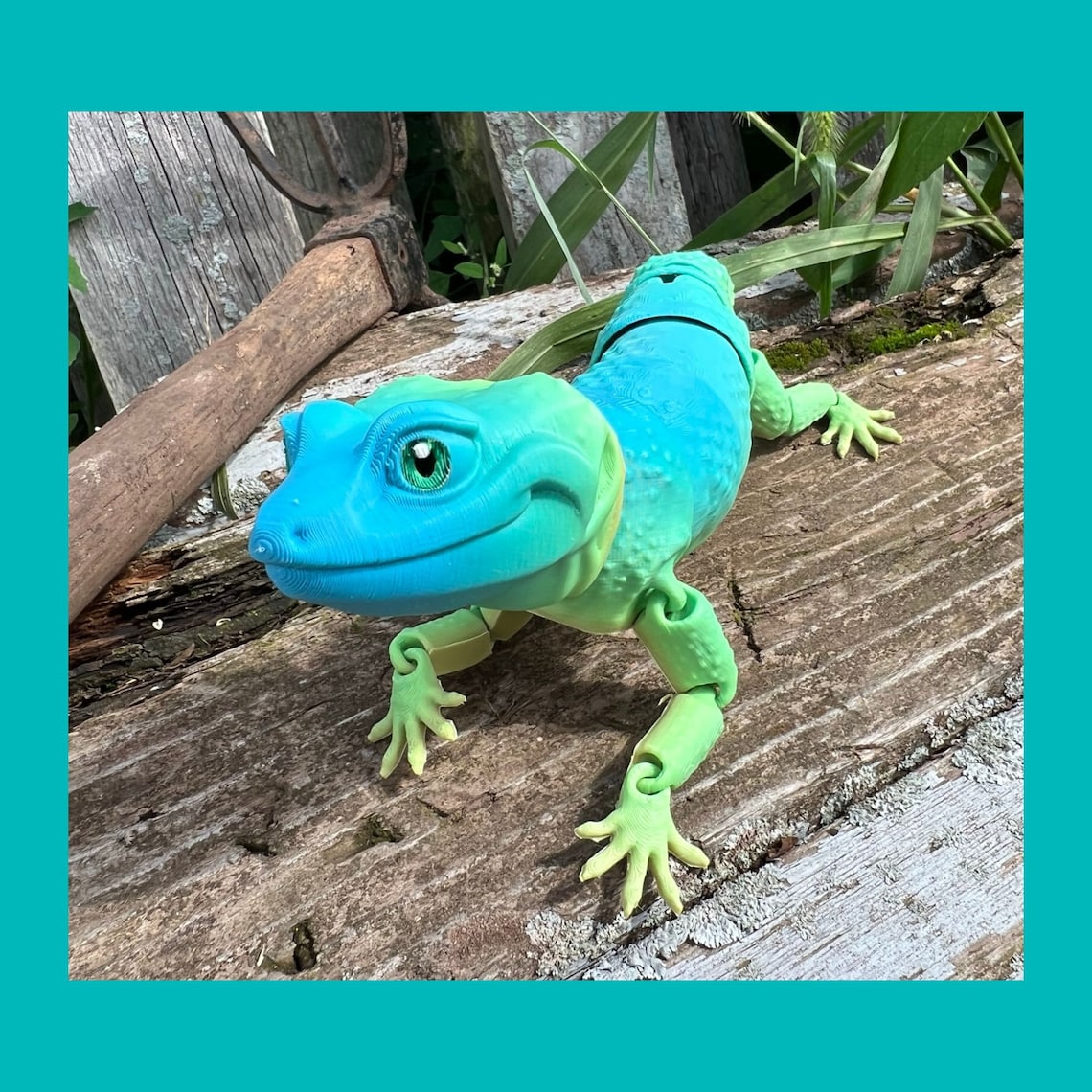 Leopard Gecko Green and Blue Articulated Fidget Toy Sensory Etsy