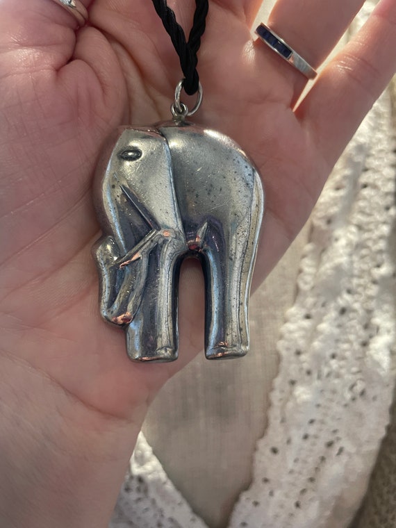 90's Large puffy elephant charm. Vintage; sterlin… - image 5