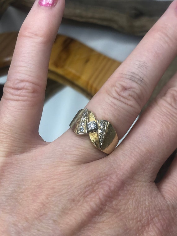14 kt Gold Diamond Ring size 4; Lovely Vintage; N… - image 3