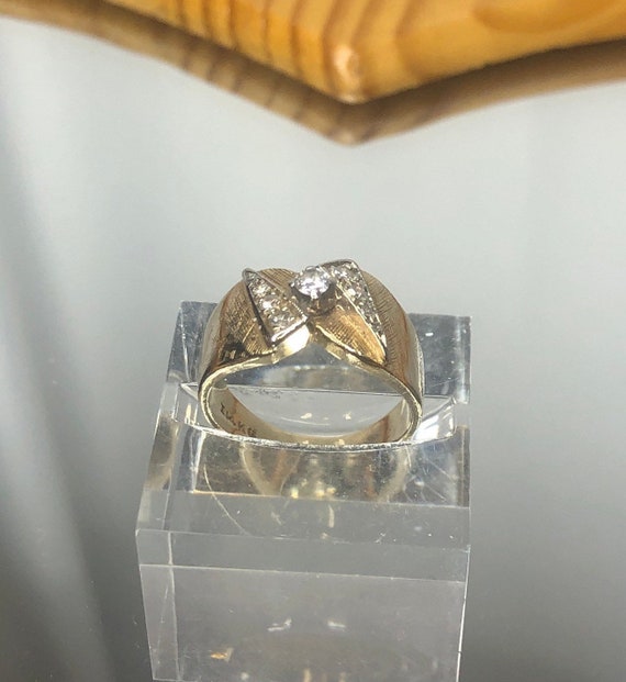 14 kt Gold Diamond Ring size 4; Lovely Vintage; N… - image 1