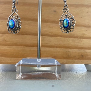 Sterling Silver drop earrings with beautiful blue stone. Vintage for women fast shipping. Utah seller