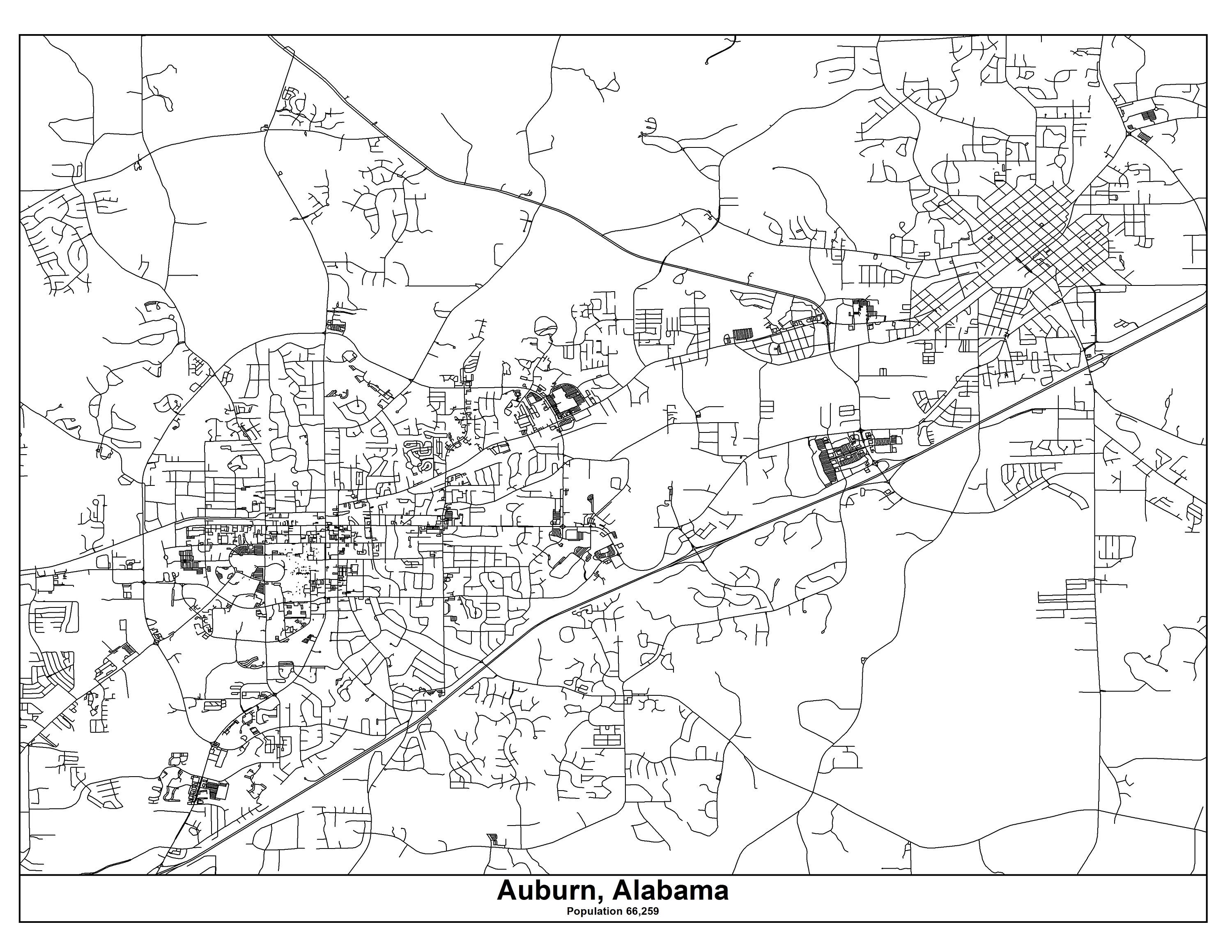 Auburn Alabama road network Etsy