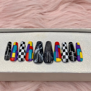 Fake Nails | Glue On Nails | Press On Nails Coffin Luxury | Press On Nails | Fake Nails | Long Fake Nails - B116