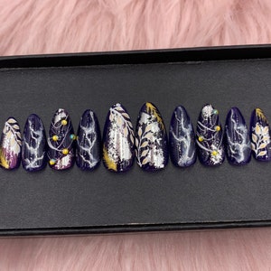 Custom Luxury Press on nails | Glue On Nails | Press On Nails Coffin Luxury | Press On Nails | Fake Nails | Long Fake Nails B129