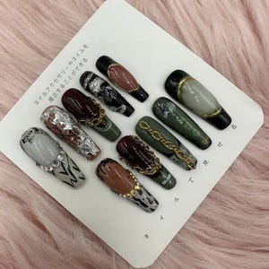 Y2K nails/Press On Nails | Luxury Nails | Fake Nails | Glue On Nails | Coffin Nails | Acrylic Nails | Long Fake Nails - B335