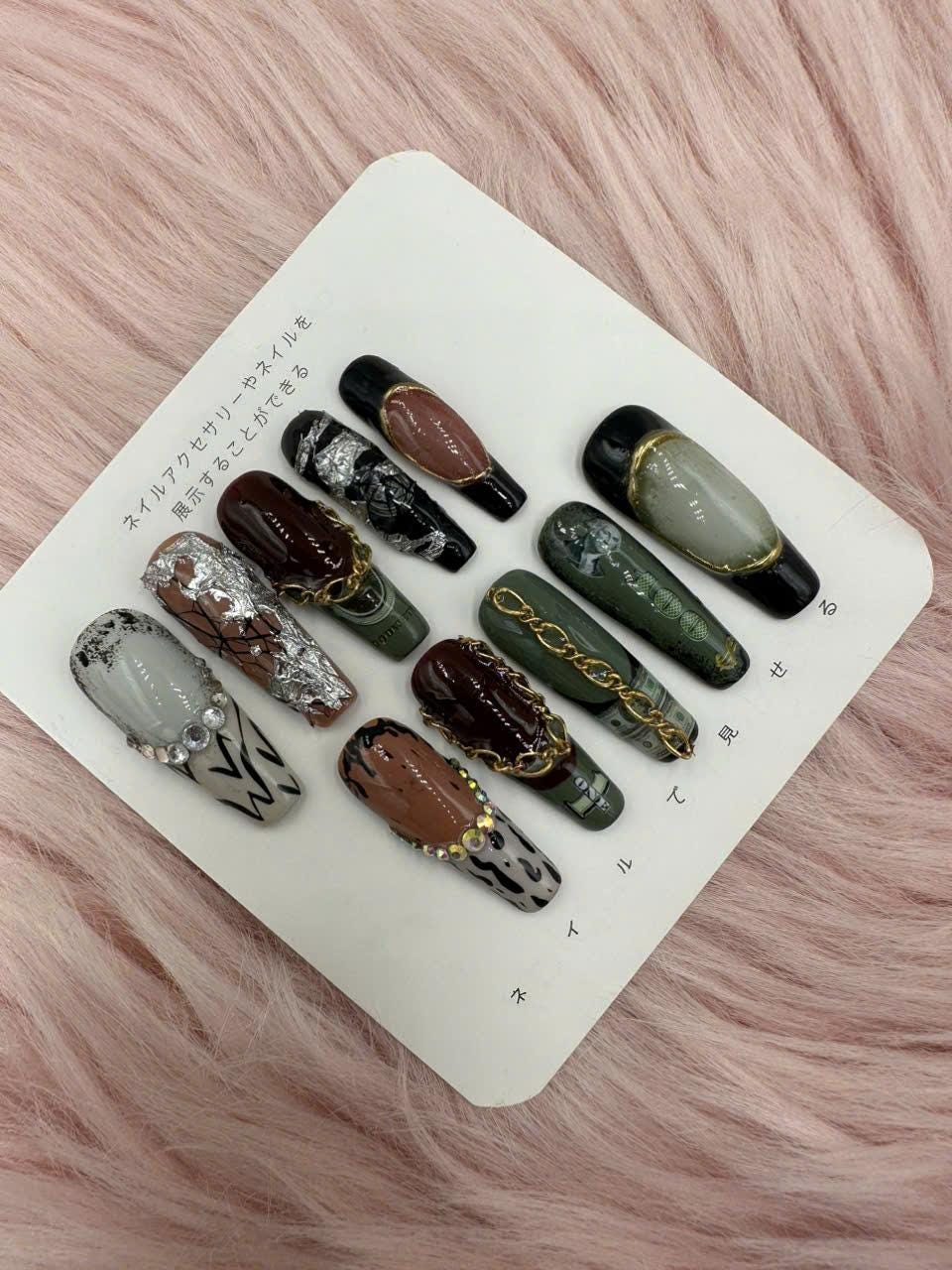 Y2K nails/Press On Nails | Luxury Nails | Fake Nails | Glue On Nails | Coffin Nails | Acrylic Nails | Long Fake Nails - B335