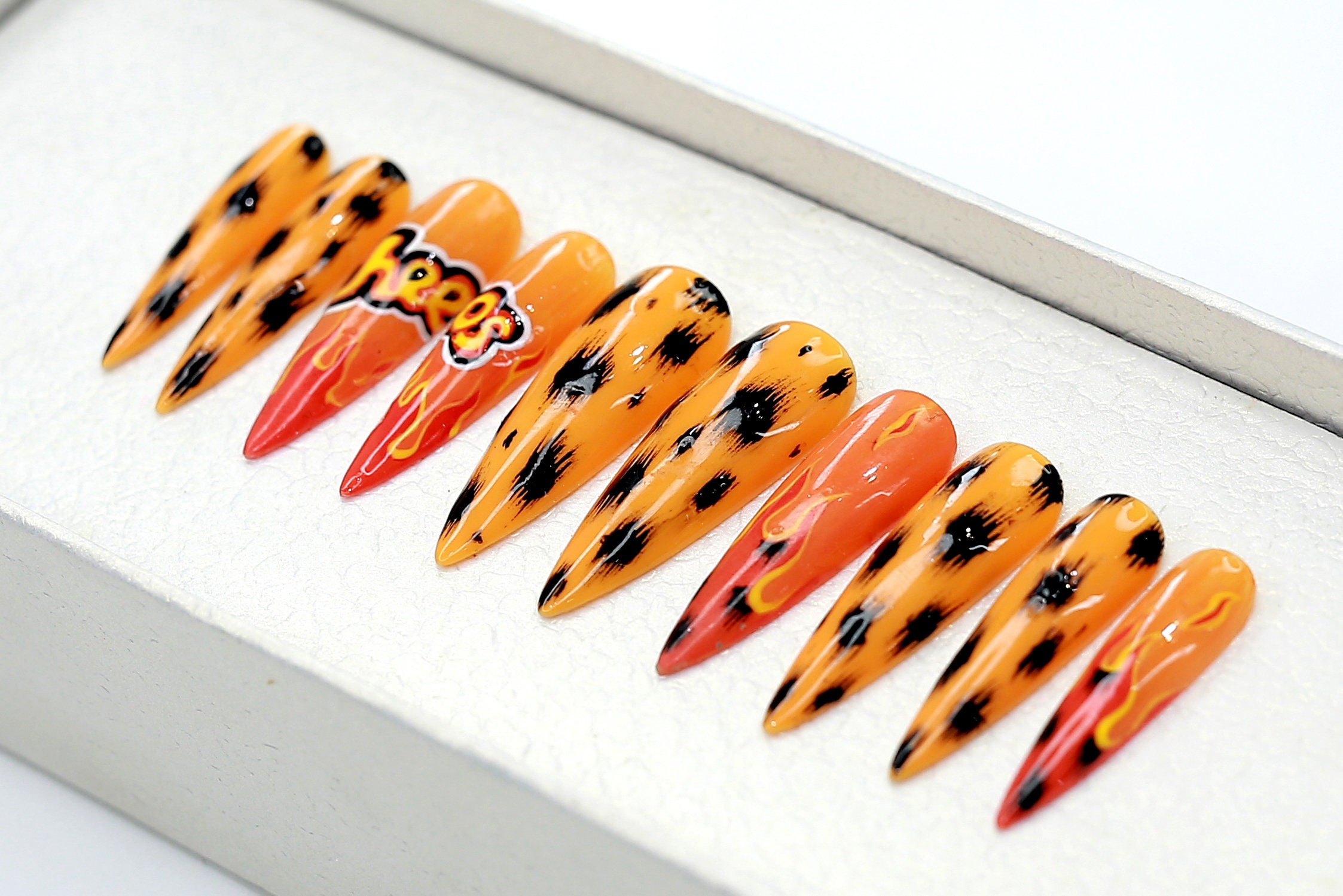 Luxury Press on Nails Glue on Nails Long Fake Nails Etsy