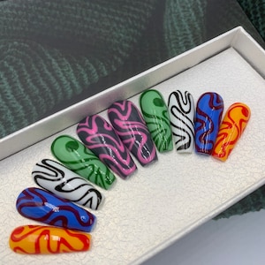 Different Magic Press On Nails - Cute Fake Nails | Glue On Nails | Press On Nails Coffin Luxury  | Fake Nails | Long Fake Nails B41