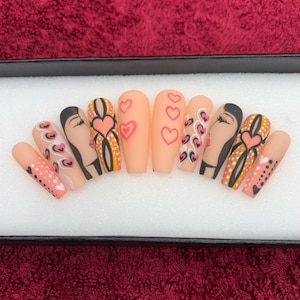 Pink gummy love press on nails / handmade nails /airbrush press on nails B61