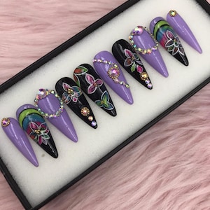 Press on Nails | Y2K Nails |Luxury Nails | Fake Nails | Glue On Nails | Coffin Nails | Acrylic Nails | Long Fake Nails - B282
