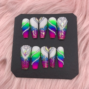 Handmade Luxury press on nails/Valentine&#39; Day Press on nails/Romantic Nails Art/ 3D nails  - B182