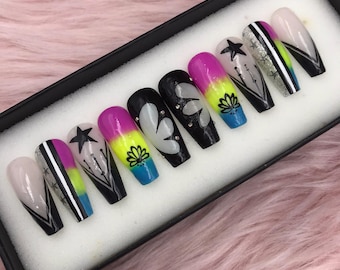 Y2K Press On Nails: Luxury Coffin Acrylic Nails