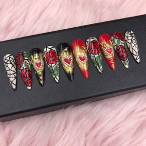 Y2K nails/Press On Nails | Luxury Nails | Fake Nails | Glue On Nails | Coffin Nails | Acrylic Nails | Long Fake Nails - B253