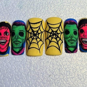 Halloween nails art  / Press On Nails / Glue On Nails / Long Fake Nails / COffin Nails / False Nails - B101