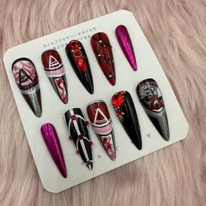 Press On Nails / Glue On Nails / Long Fake Nails / COffin Nails / False Nails -B312