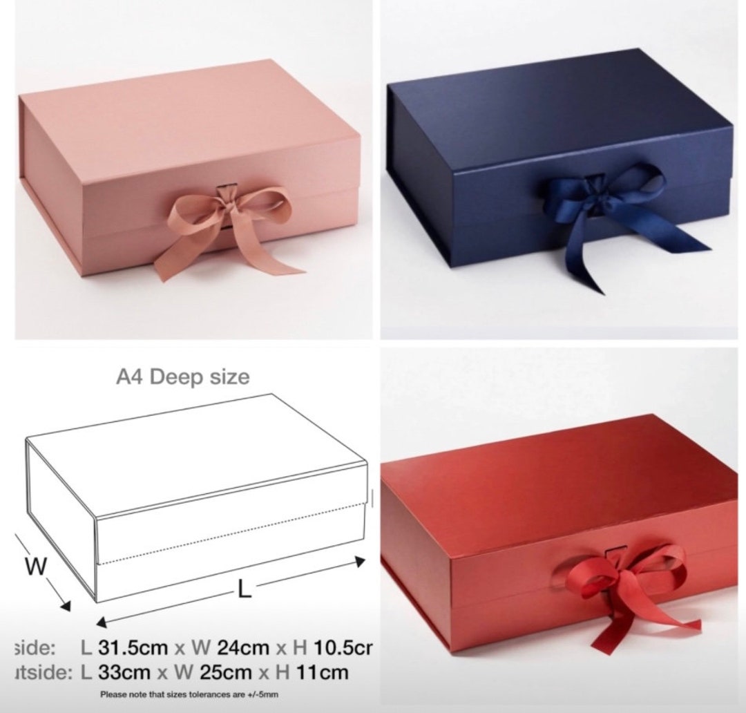 LARGE Gift Box With Ribbon, A4 Deep Rectangle Luxury Gift Box