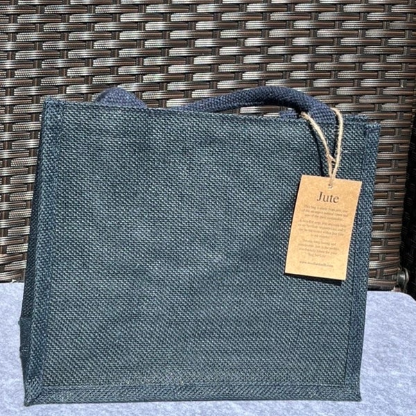 Jute Bag, Laminated Plain Navy gift bag for small gifts for Birthdays, Bridesmaid, Lunch Bag