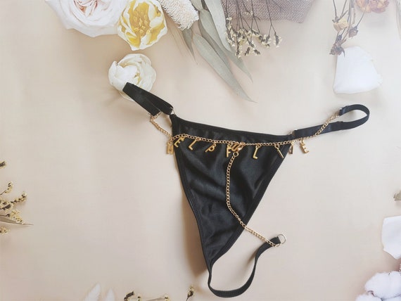 Custom Soft Butt Panty, Custom Sisterhood Name Thong,lick Me Underwear, personalized Bridesmaid Panty,personalized Name Chain Thong 