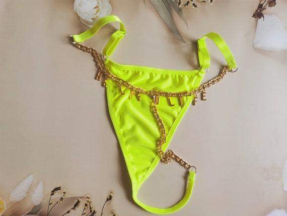 Custom Letter Panties,sexy Letter Thong, Chain G-string,name Waist