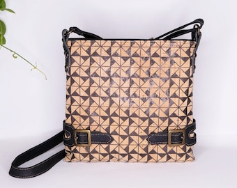 Black Handbag, Lightweight Travel Crossbody Bag for Women, Cork Bag, Natural Vegan Leather Handbag, Mother's Day Gift