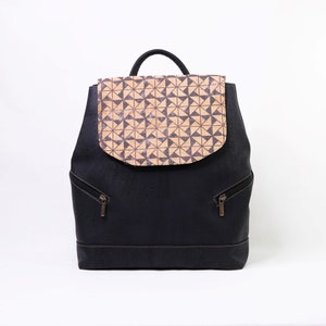 Korkrucksack für Sie, schwarze Handtasche, vegane Leder-Reisetasche für Frauen, schwarzer Rucksack für sie, Kork-Freihandtasche für Frauen
