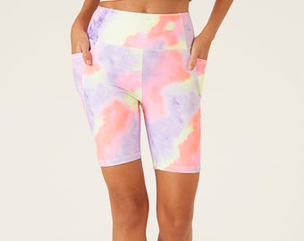 Tie Dye Biker Shorts With Pockets