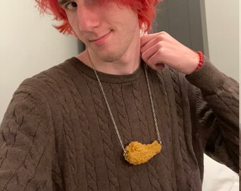 Chicken Nugget Necklace Tiny Silver 
