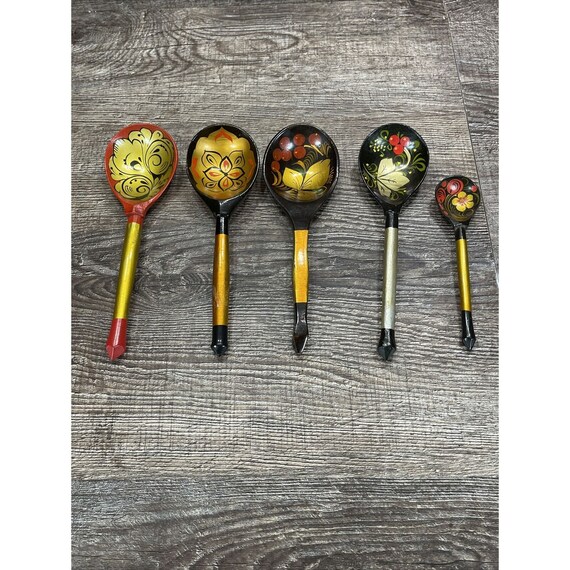 値下げ】ロシア 伝統民芸品 ホフロマ塗り 木製漆器 スプーン 壁掛 ボール