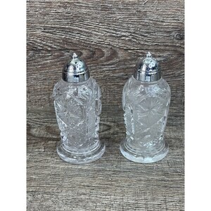 VTG By Imperial Crystal Glass Salt And Pepper Shakers