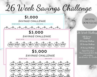 26 week savings challenge 26 week challenge 26 week savings challenge printable 26 week savings challenge envelopes 26 week savings set