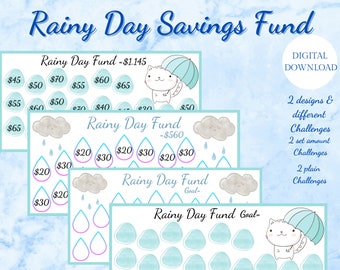 Savings Challenge rainy day challenge rainy day fund printable rainy day fund fun cute rainy day fund cash envelopes cash envelope