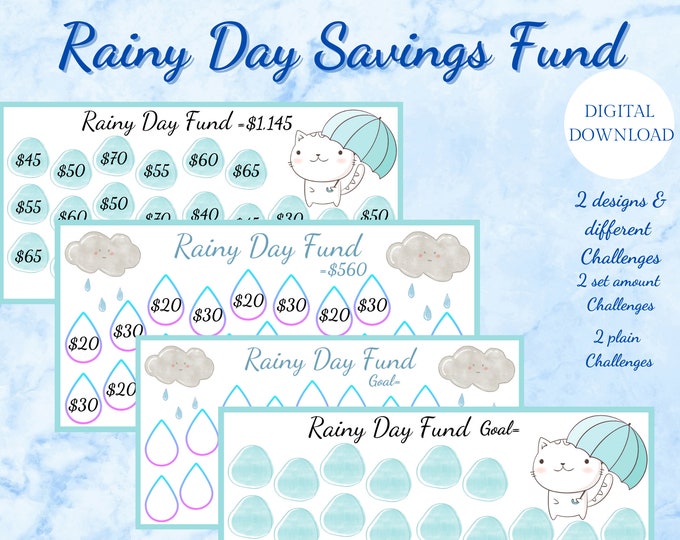 Savings Challenge rainy day challenge rainy day fund printable rainy day fund fun cute rainy day fund cash envelopes cash envelope