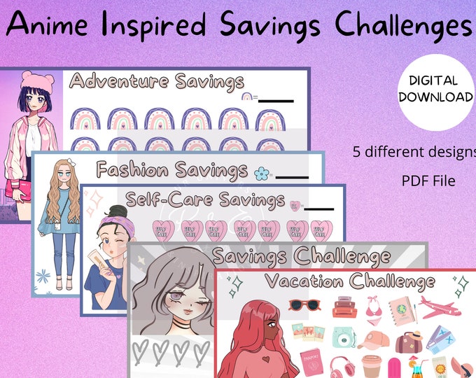 savings challenge printable anime savings challenge anime savings challenge printable savings challenge bundle a6 savings printable