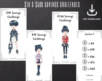 Printable Cash Envelope Savings Challenges | 1K and 500 dollar savings challenge | low income savings challenge| saving challenge printable