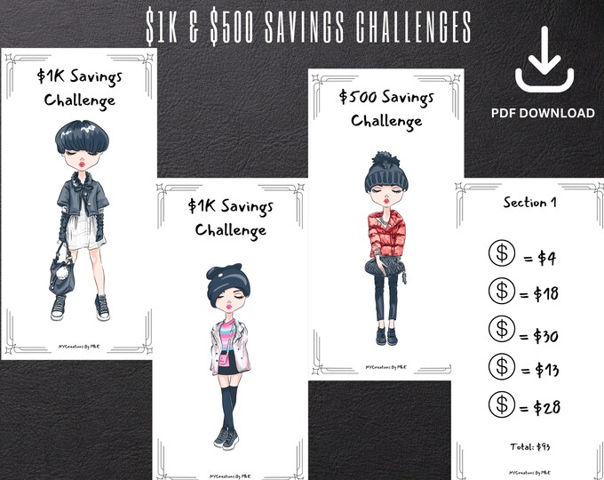 Printable Cash Envelope Savings Challenges | 1K and 500 dollar savings challenge | low income savings challenge| saving challenge printable