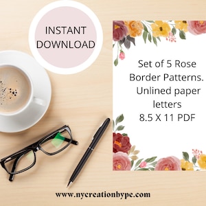 Unliniert Blumen Briefpapier Set Briefpapier zumdrucken Floral Aquarell Blumen Papier