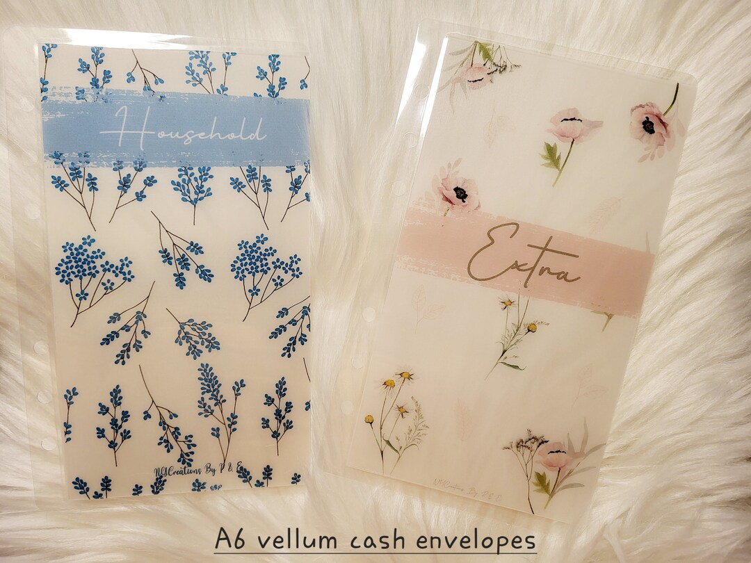A6 Vellum Custom Cash Envelopes I Botanical A6 Vellum Cash Envelopes I