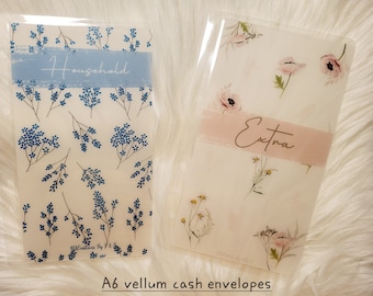 A6 Vellum Custom Cash Envelopes I Botanical A6 Vellum Cash Envelopes I Minimalist  Aesthetic cash envelopes I a6 cash envelopes I A6 Binder