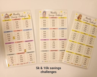5k savings challenge 10k savings challenge monthly savings challenge savings challenge tracker anime savings challenge unicorn savings