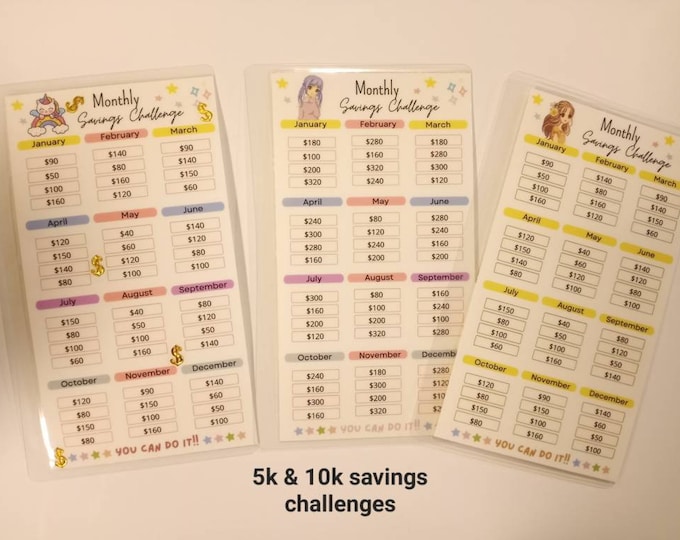5k savings challenge 10k savings challenge monthly savings challenge savings challenge tracker anime savings challenge unicorn savings