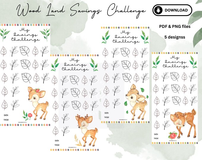 Savings challenge savings challenge printable savings binder woodland animal savings challenge a6 binder a6 savings tracker savings tracker