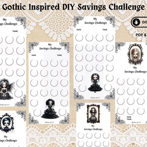 savings challenge printable savings challenge 1k savings challenge budget binder  a6 savings challenge tracker gothic savings challenge