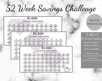 52 week savings challenge envelope cash envelope inserts savings challenge printable savings challenge bundle 2k 1k savings challenge