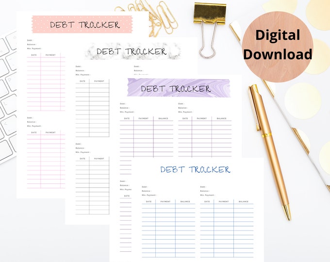 Printable debt tracker set, debt payoff tracker,printable debt,digital debt tracker,cash envelopes,cash envelope system,debt payment tracker