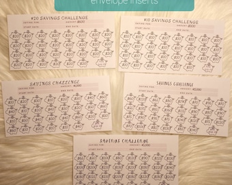 Savings challenge tracker cash envelope inserts savings challenge printable savings challenge bundle A6 A5 inserts savings challenge inserts