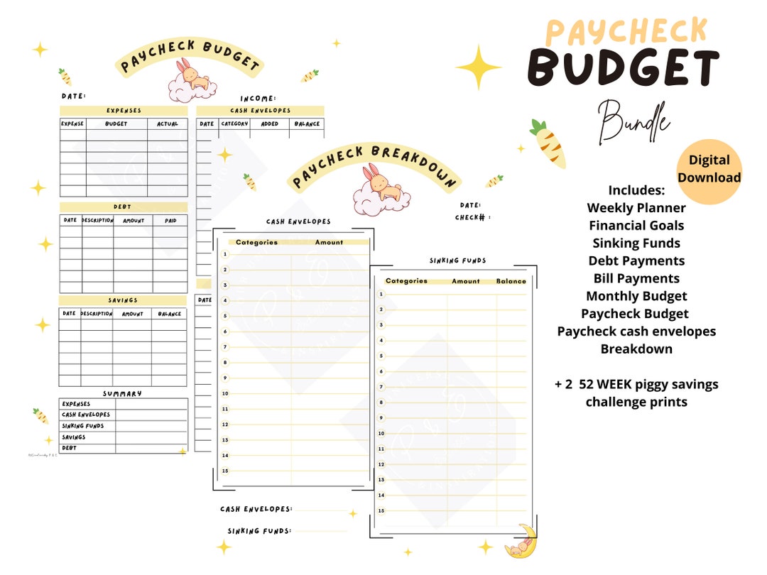 Paycheck Budget Paycheck Budget Bundle Cute Bunny Theme Paycheck ...