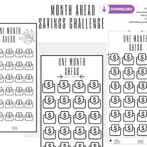 Month ahead savings challenge 30 day savings challenge savings challenge printable savings challenge bundle savings challenge a6 binder