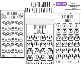 Month ahead savings challenge 30 day savings challenge savings challenge printable savings challenge bundle savings challenge a6 binder