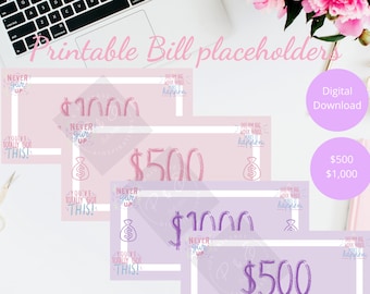 1k placeholder savings challenge 1k slips,bill placeholder printable 1k slips 1k slips set fully funded slips fully funded printable