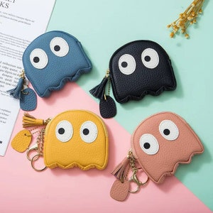 Coin purse Ms.Pac-Man coin purse card wallet leather coin purse Retro gifts women's coin wallet savings envelope mothers day gifts saving